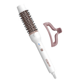 Conair Double Ceramic Brush with rose-gold barrel for smooth, shiny styling.