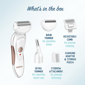 Conair All-In-1 shaver and trimmer for bikini lines and legs, helps minimize irritation