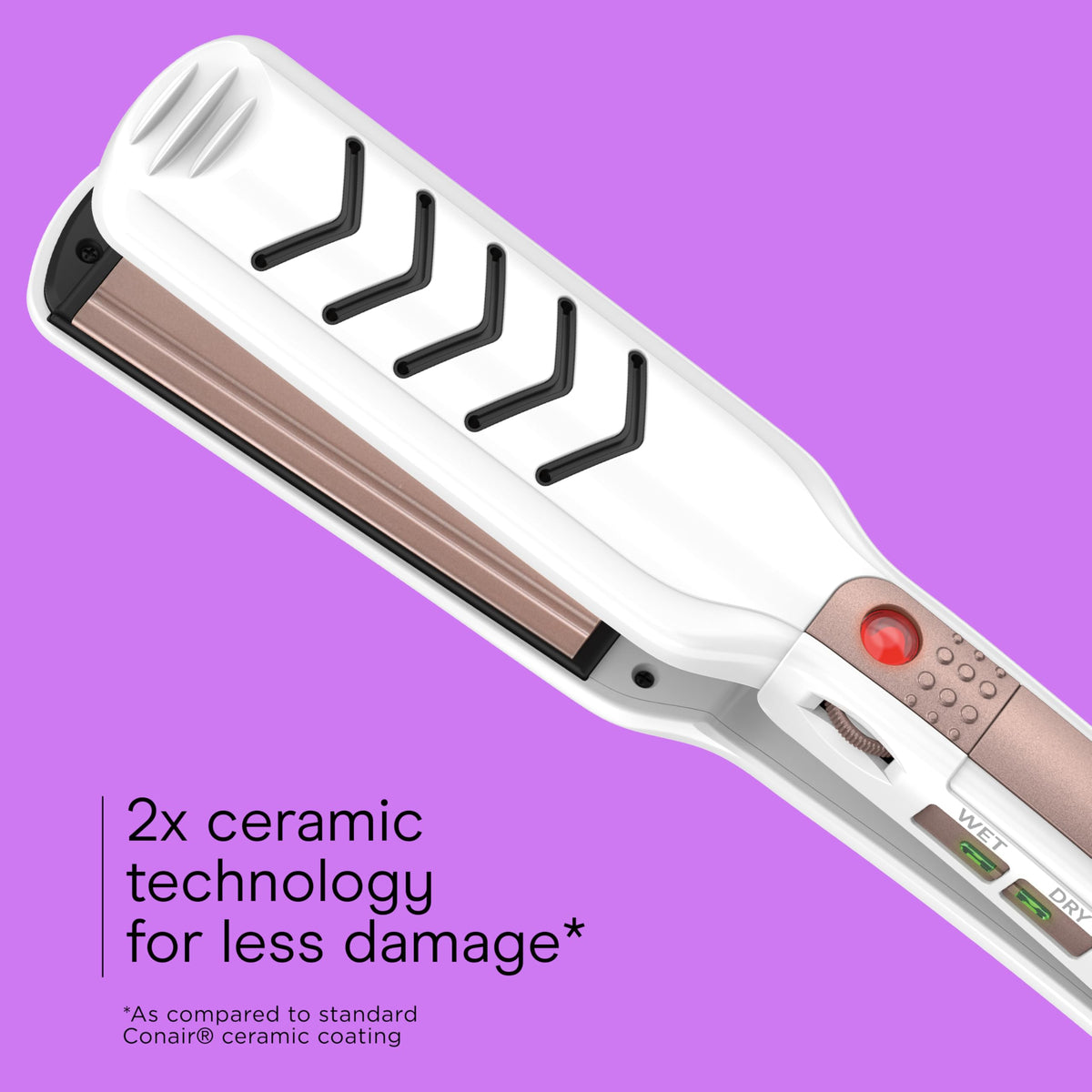 Floating plates adapt to hair texture for smoother styling.