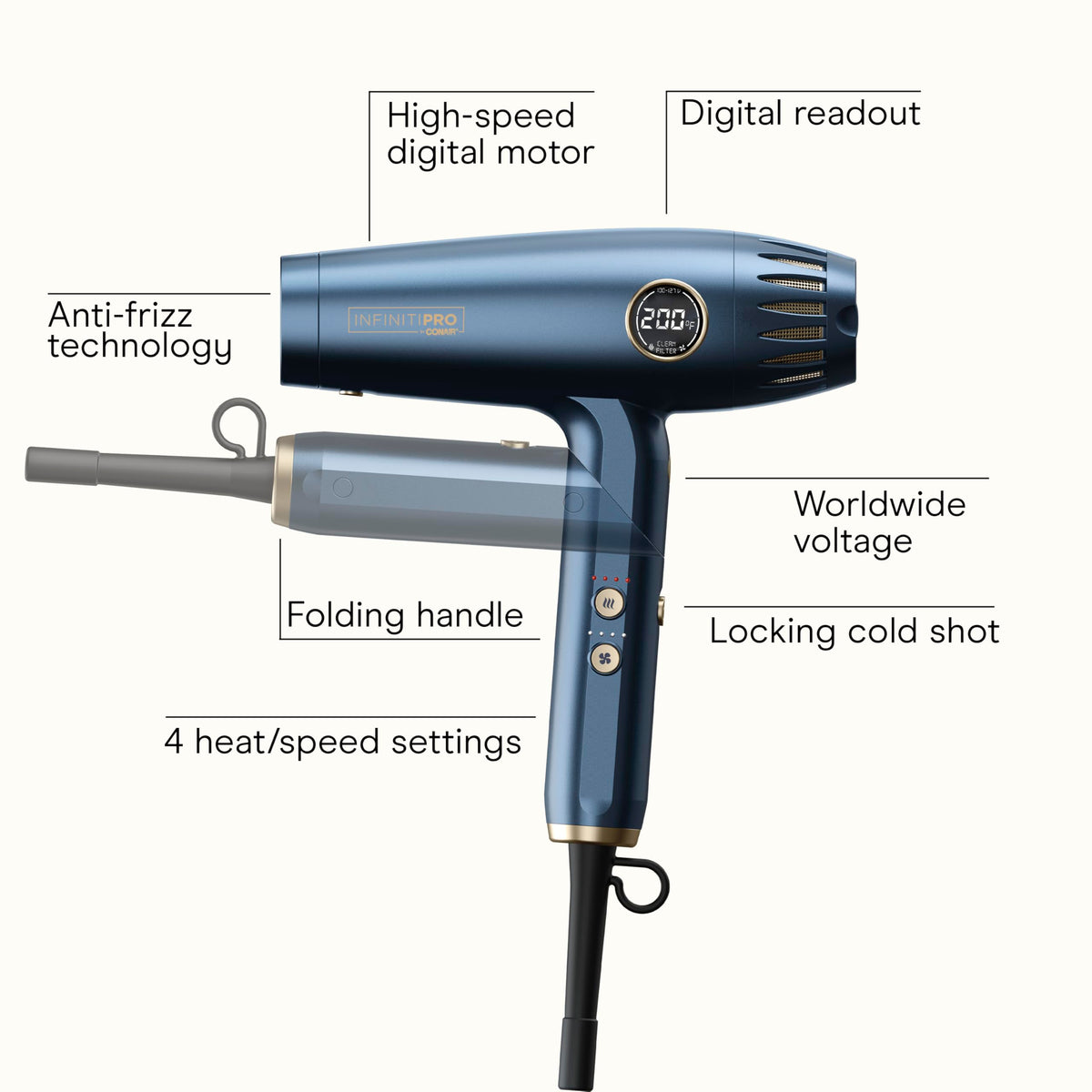 Conair Infiniti PRO 2.0 front view showing styling power and speed
