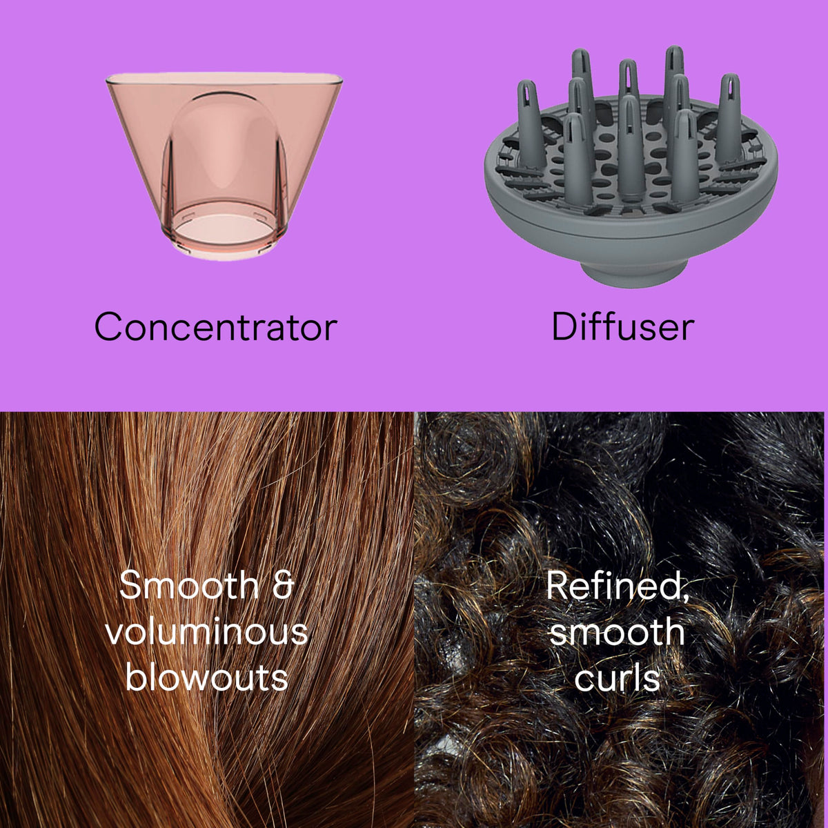 Three heat and two speed options for customized styling.