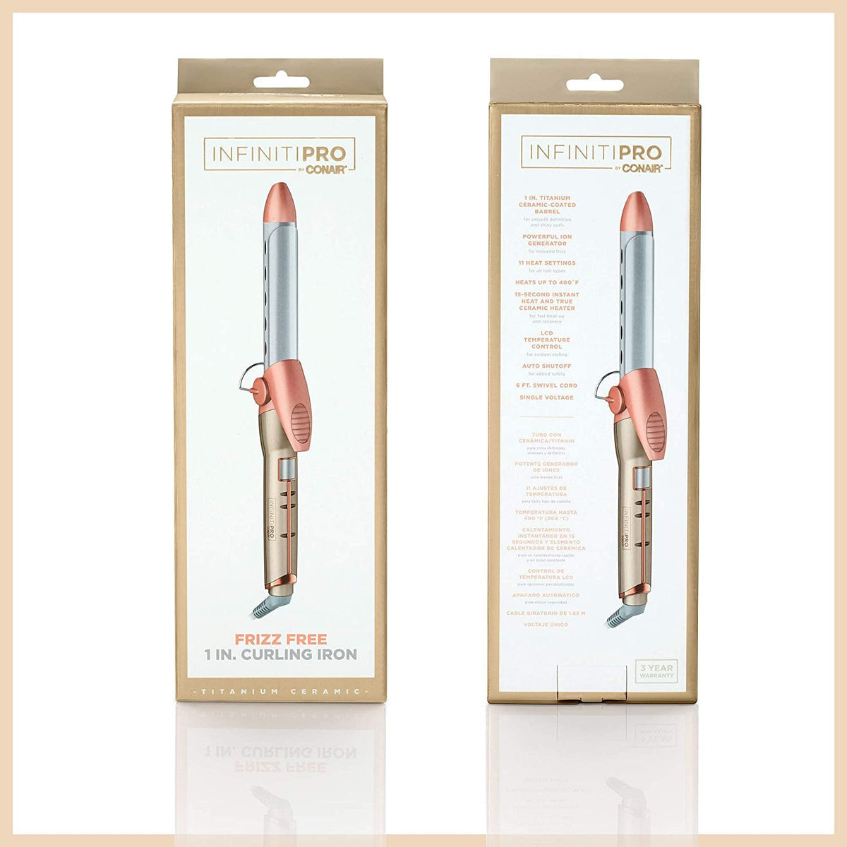 Conair INFINITIPRO Frizz Free curling iron with six settings and LCD display.