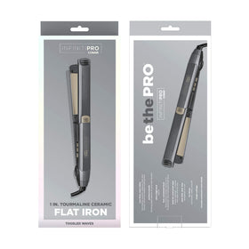 Conair Infinitipro teal flat iron close-up emphasizing tourmaline ceramic technology