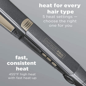 Conair Infinitipro teal flat iron in use for straightening hair