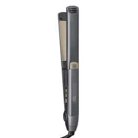 Conair Infinitipro teal flat iron close-up showing tourmaline ceramic plates for smooth styling