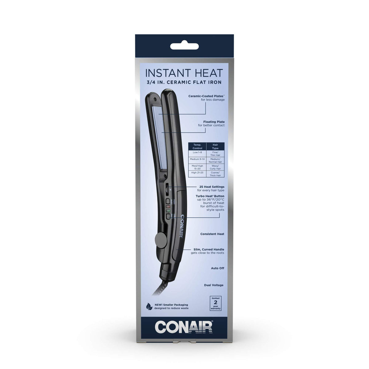 Cool tip feature of Conair flat iron supports safe handling during use