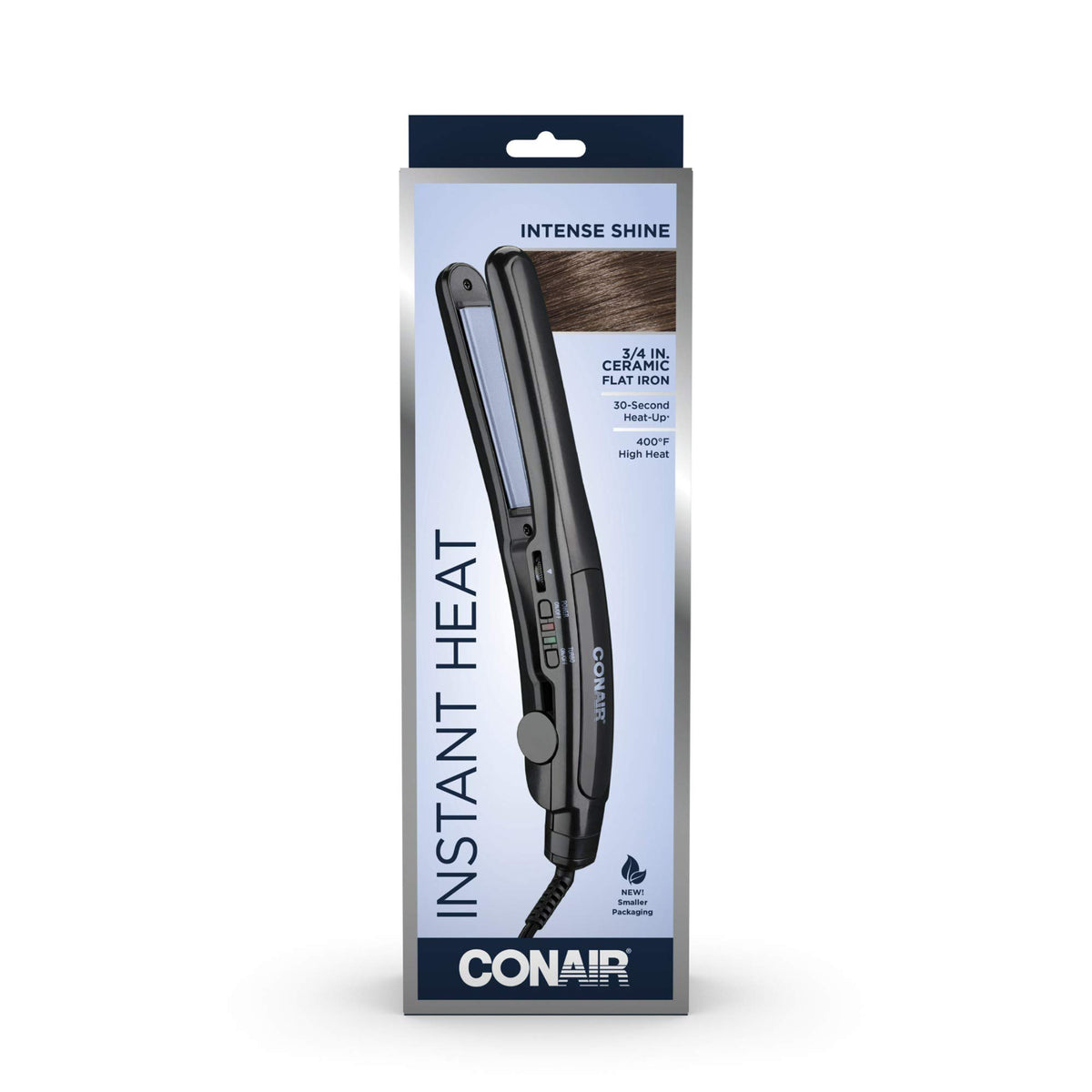 Ergonomic handle on Conair Instant Heat Ceramic Flat Iron for precise control