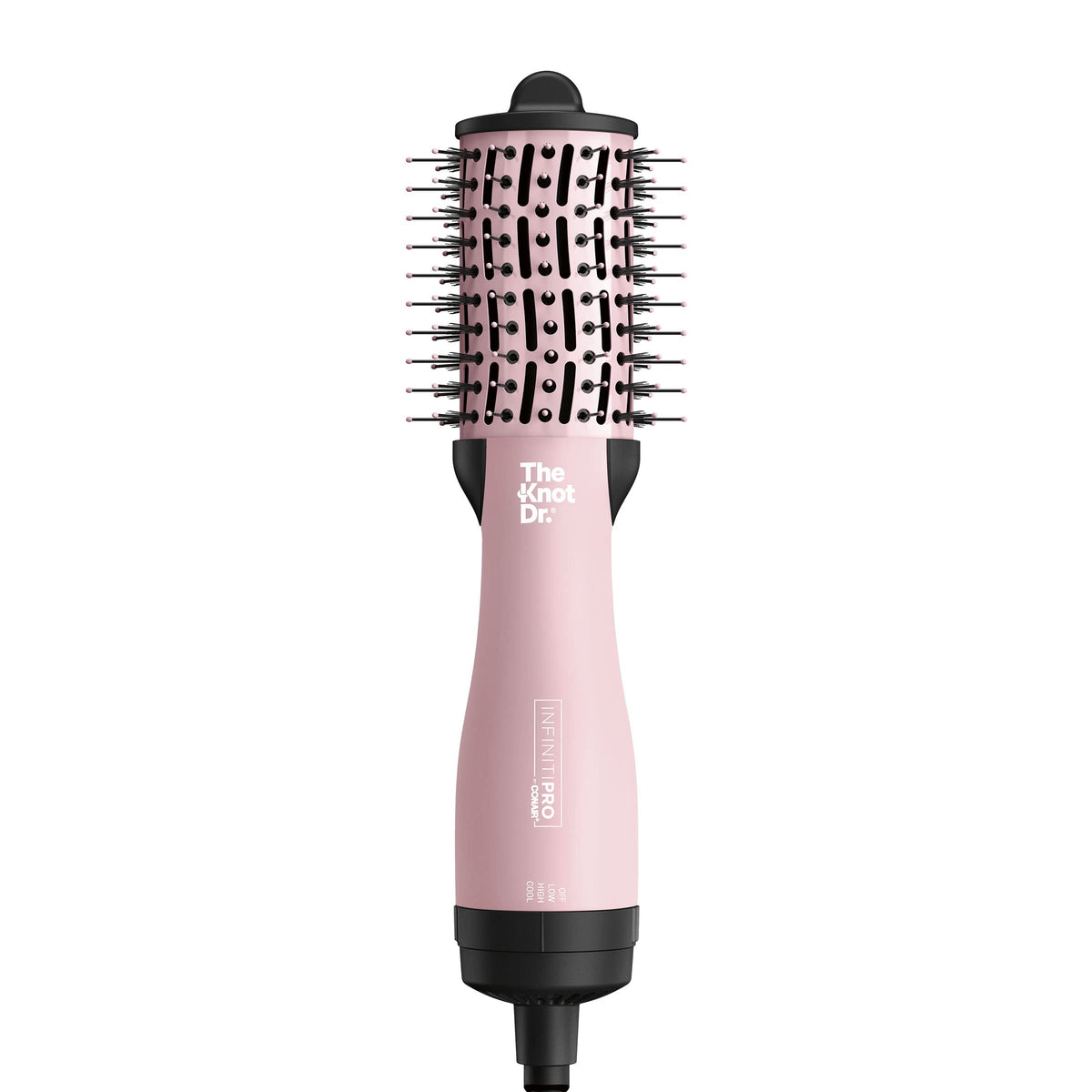 Conair Knot Dr. oval-dryer-brush for travel-friendly detangling and smooth styling.