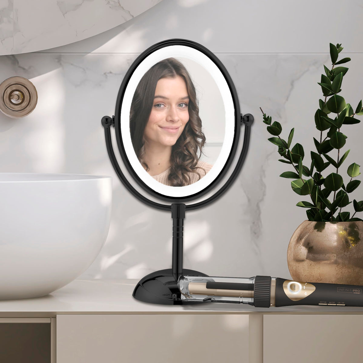 Conair Lighted Mirror uses LEDs for bright, long-lasting illumination