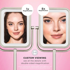 Conair lighted makeup mirror close-up 8x magnification for precise tweezing.