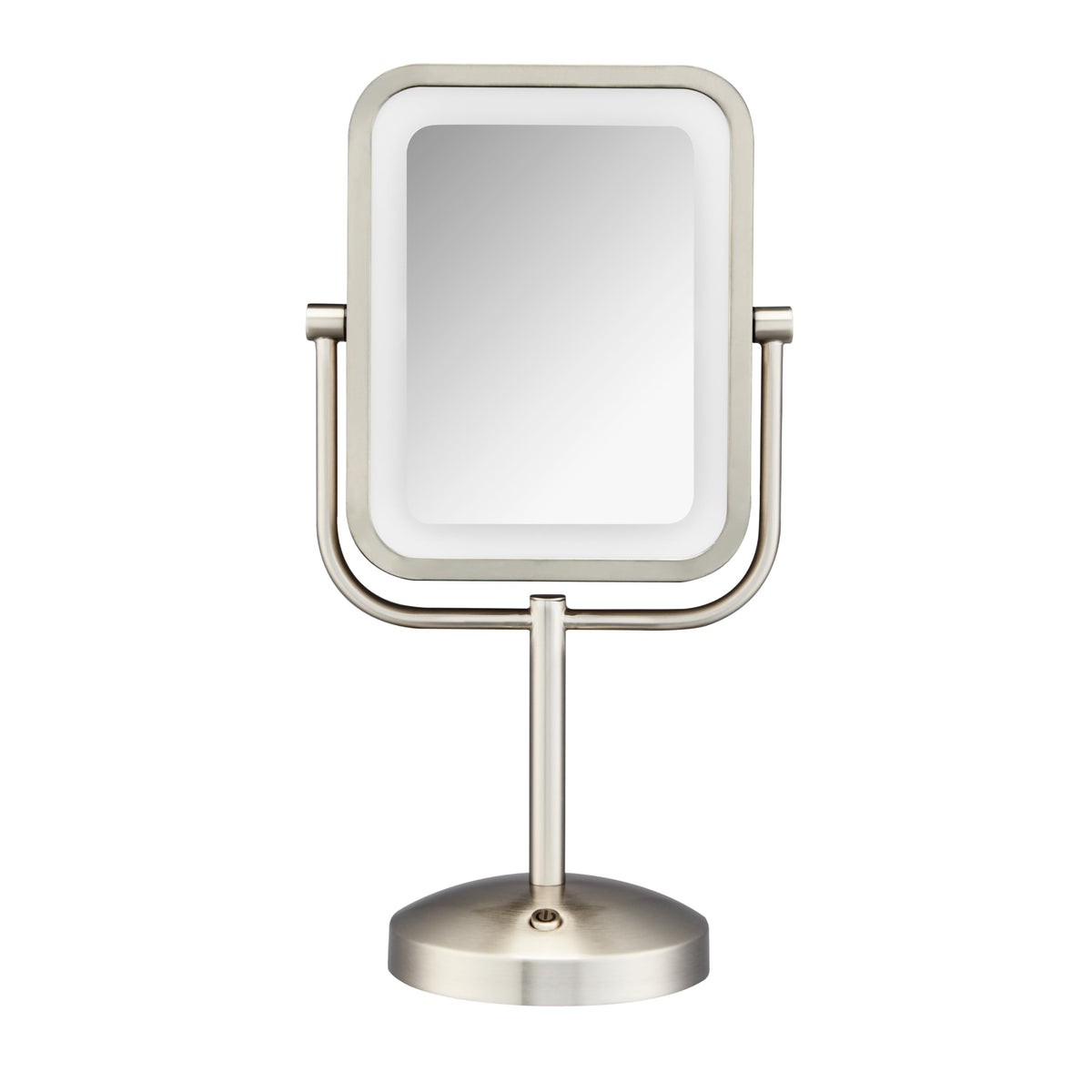 Conair lighted makeup mirror front view with 1x to 8x magnification for versatile grooming.