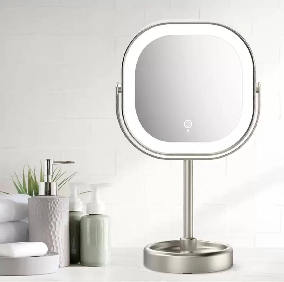 Conair Rotating LED Mirror 1x magnification ideal for broad makeup application.