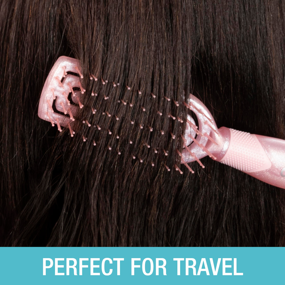 Conair Scalp Care detangling midsize slim cushion brush fits in your bag for on-the-go styling.