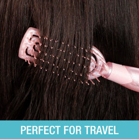 Conair Scalp Care detangling midsize slim cushion brush fits in your bag for on-the-go styling.