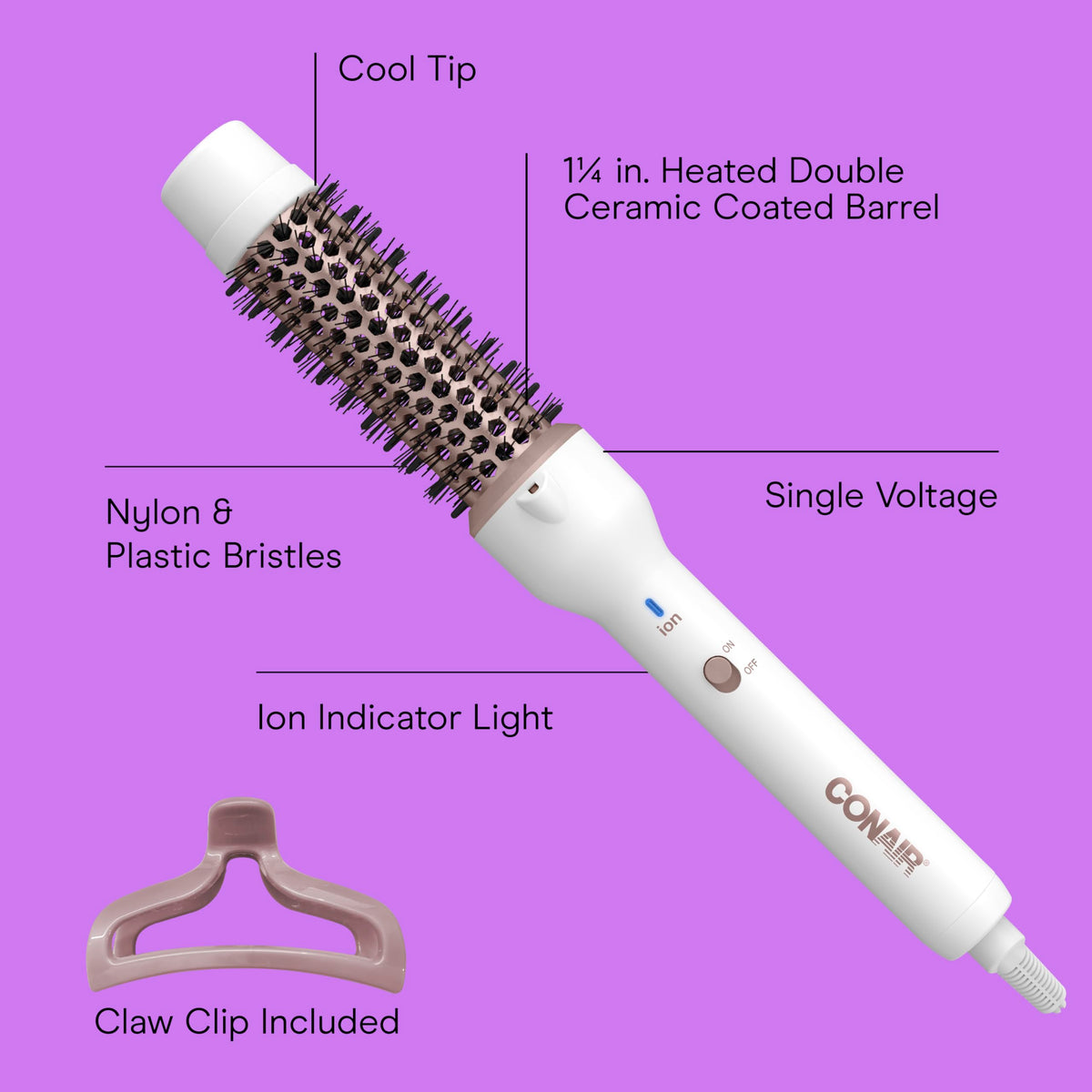 Conair thermal brush delivers root lift and voluminous curls.