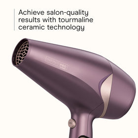 Tourmaline ionic technology helps reduce frizz during styling with Conair dryer.
