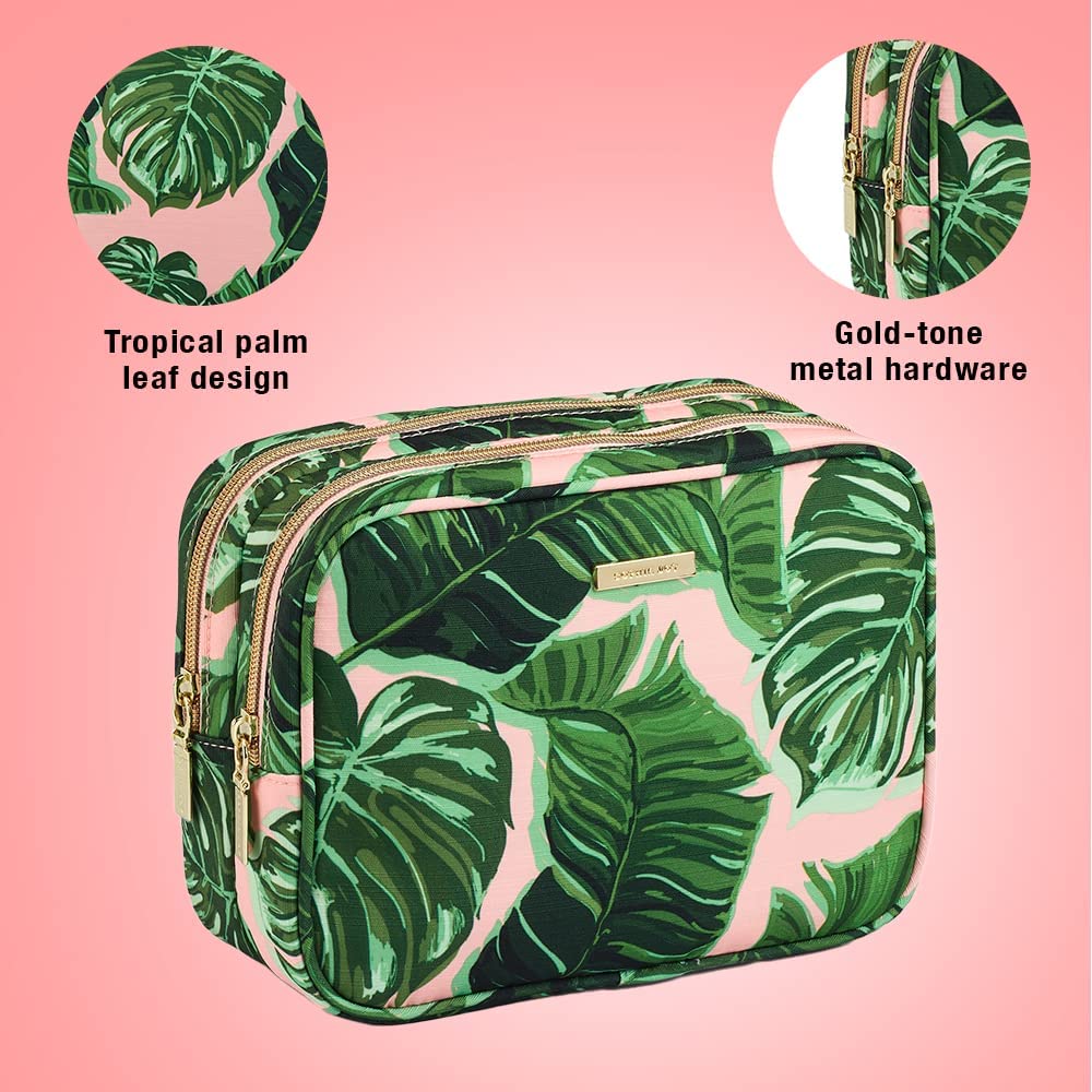 Conair travel toiletry bag features double zipper compartments for easy access.
