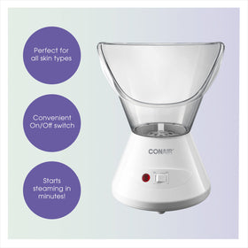 Conair True Glow mist steamer in a bathroom setting for a quick at-home spa moment.