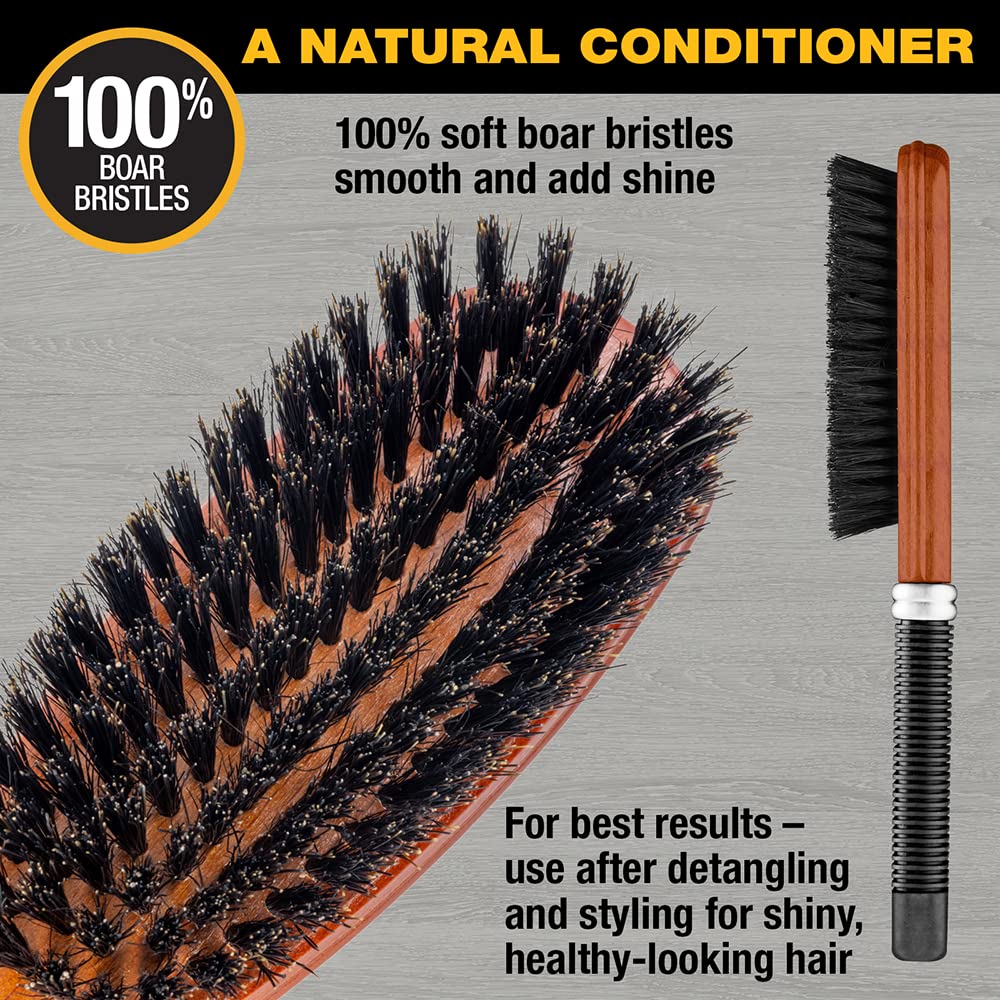Conair wooden brush with rubber grip provides comfortable, durable styling.
