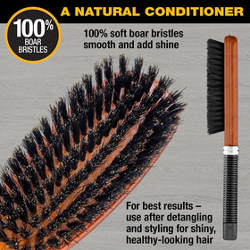 Conair wooden brush with rubber grip provides comfortable, durable styling.