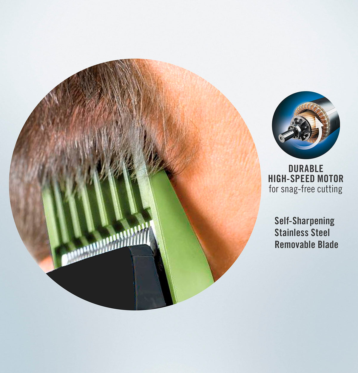 ConairMAN Number Cut clipper shows 5 taper positions for fades and blends.