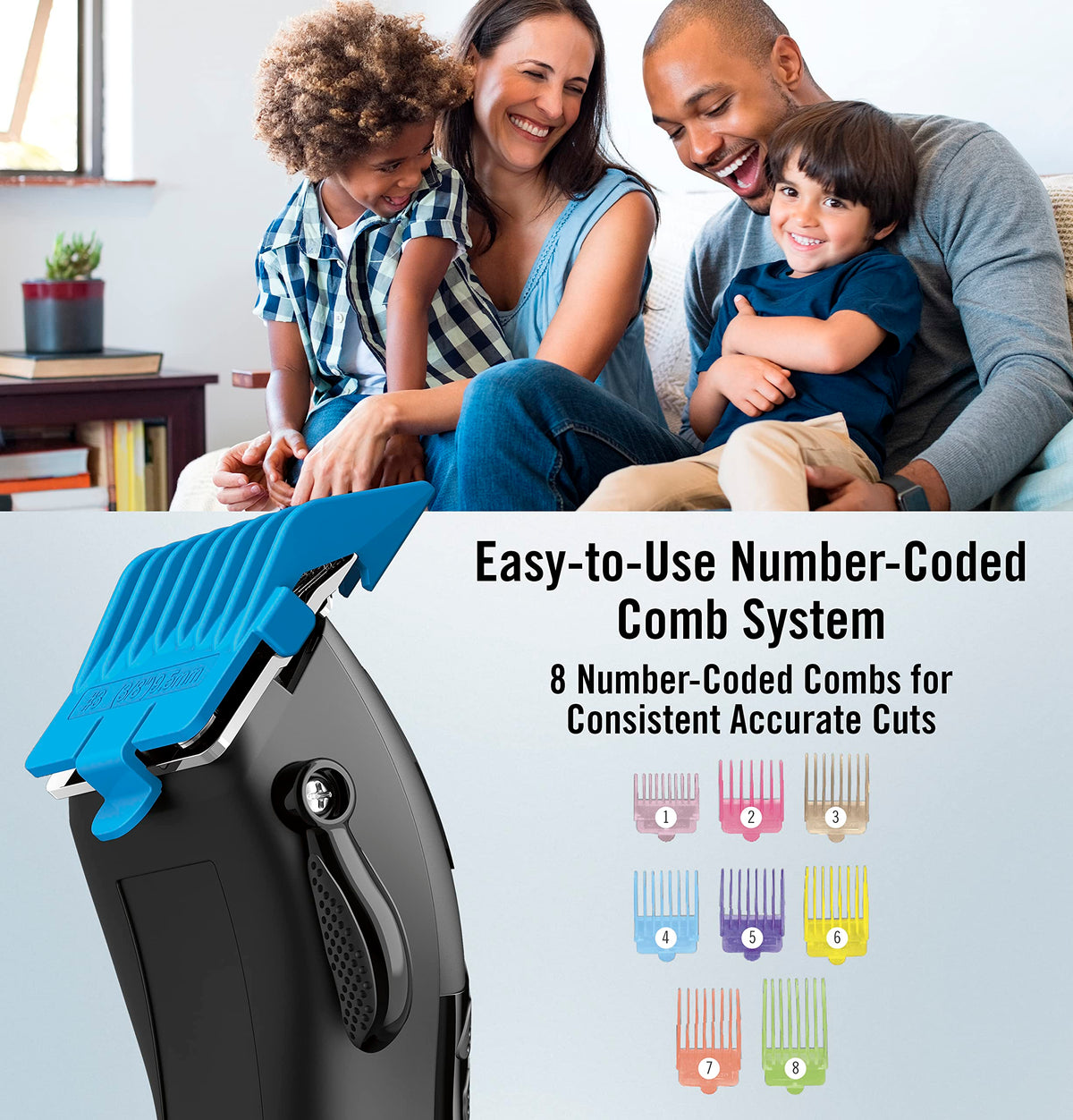 ConairMAN Number Cut kit includes barber comb, scissors, brush and oil.