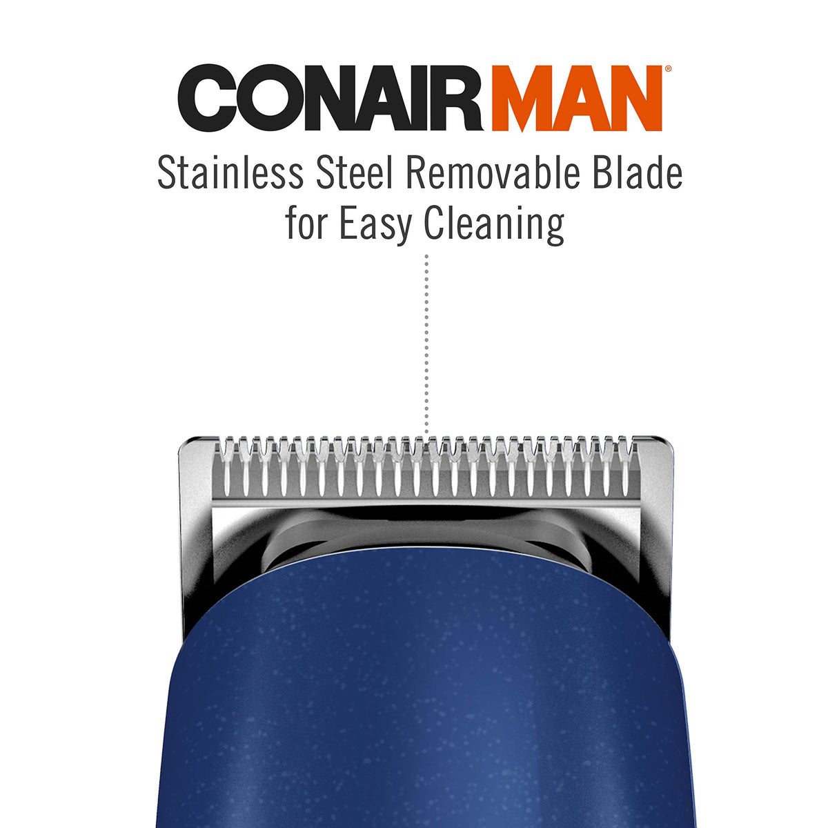 ConairMAN removable stainless steel blade for easy cleaning