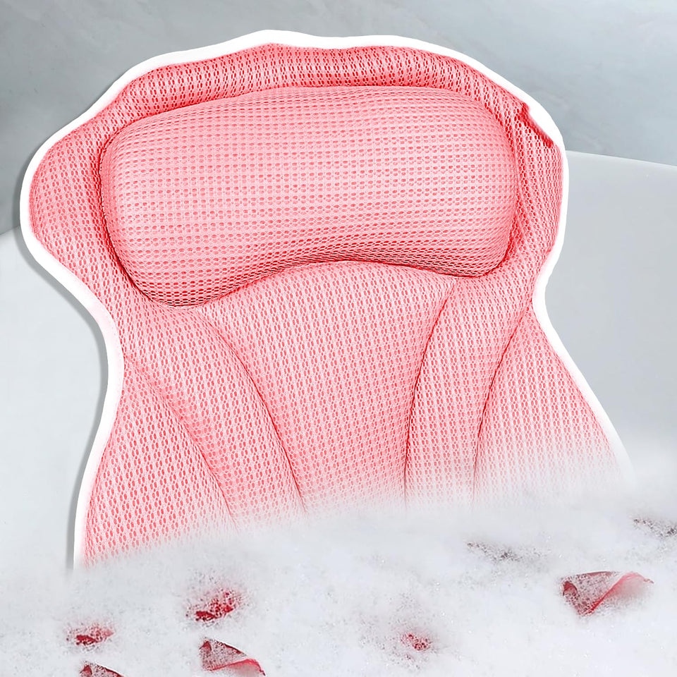 CONBELLA bath pillow providing head and neck support for a comfy soak