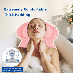 CONBELLA pillow showing six suction cups for secure tub placement