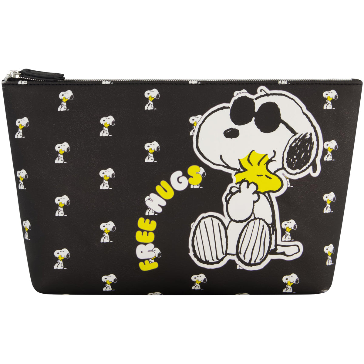 Concept One Snoopy Free Hugs makeup bag featuring the Snoopy and Woodstock design for stylish travel