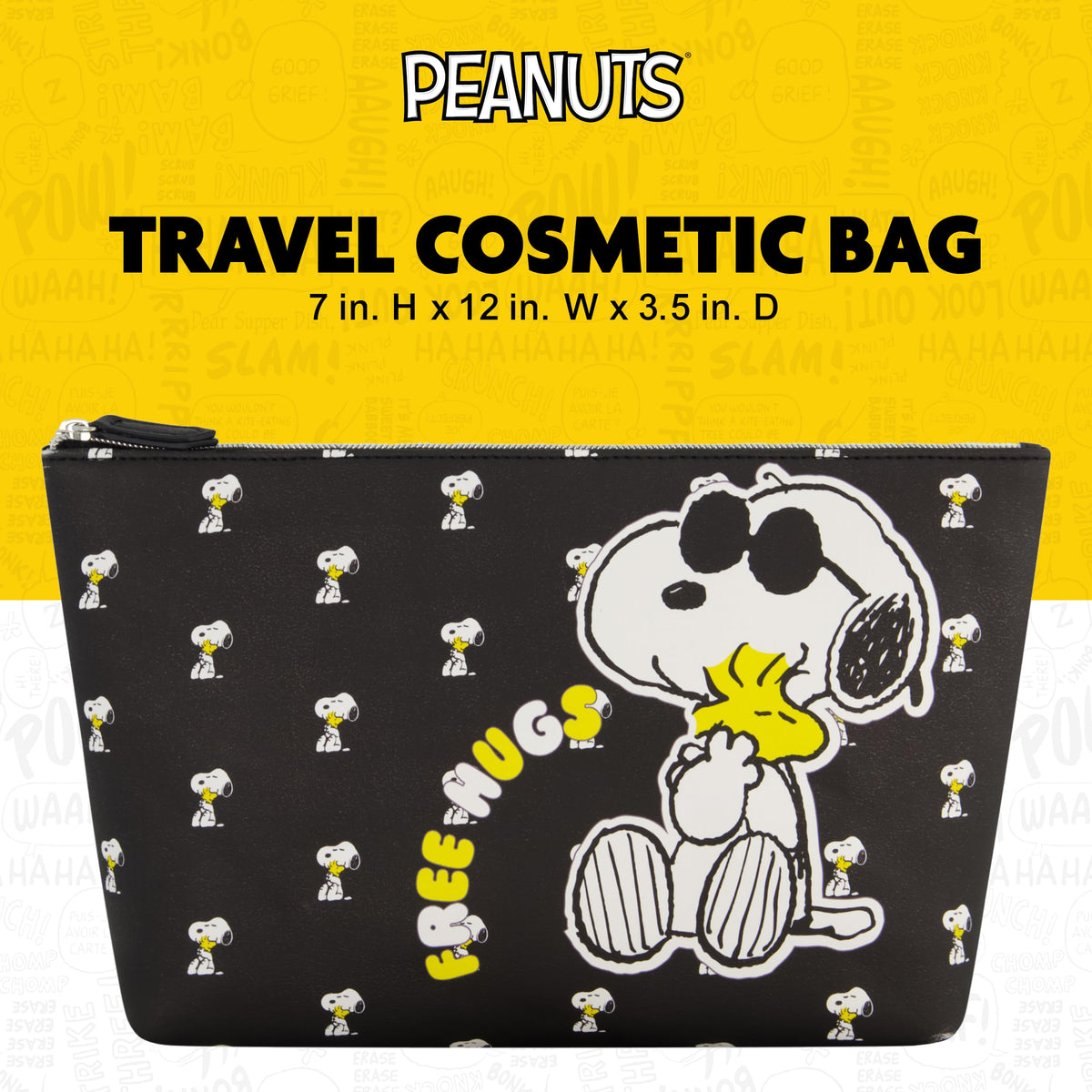 Concept One Snoopy Woodstock pattern on makeup bag for daily cosmetics on the go