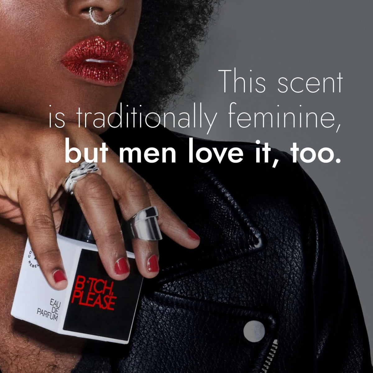 Confessions of a Rebel EDP application shot, quick spritz for instant confidence boost.
