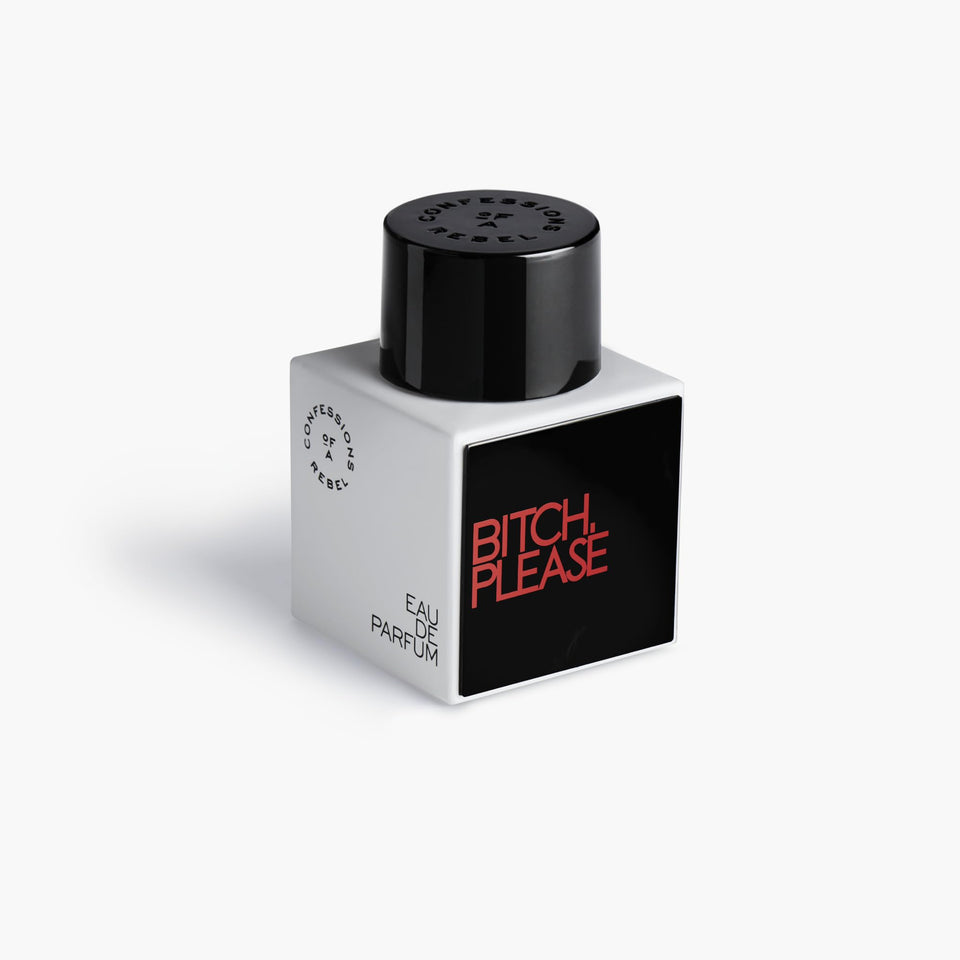 Confessions of a Rebel B*tch Please EDP bottle close-up for bold daily wear.