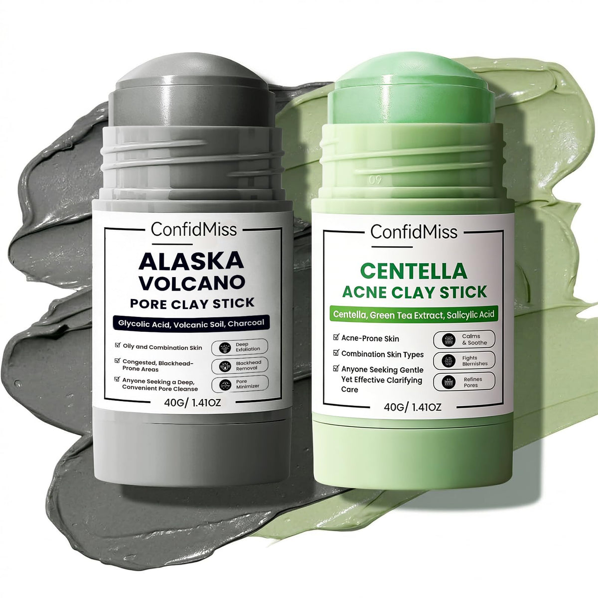 ConfidMiss clay mask stick application for easy, mess-free cleansing of congested pores.