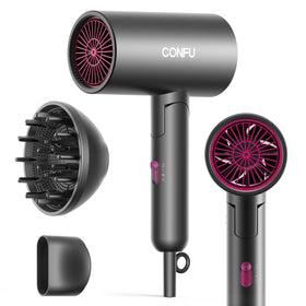 CONFU Diffuser Hair Dryer folded front view shows compact travel-ready design