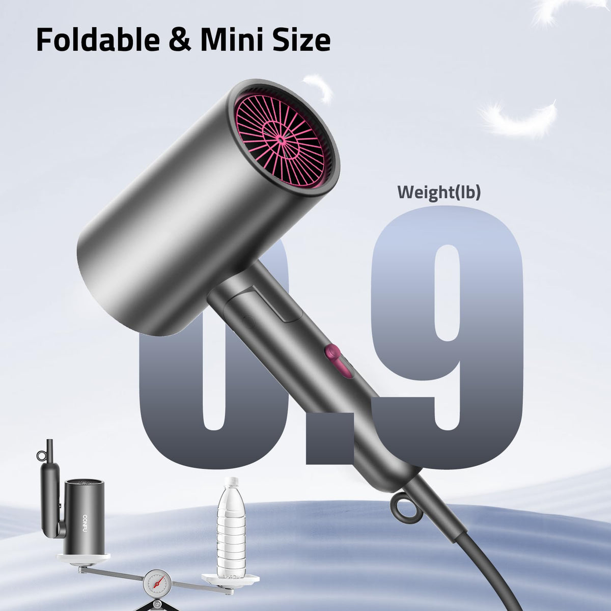 CONFU Diffuser Hair Dryer side view highlights lightweight portability