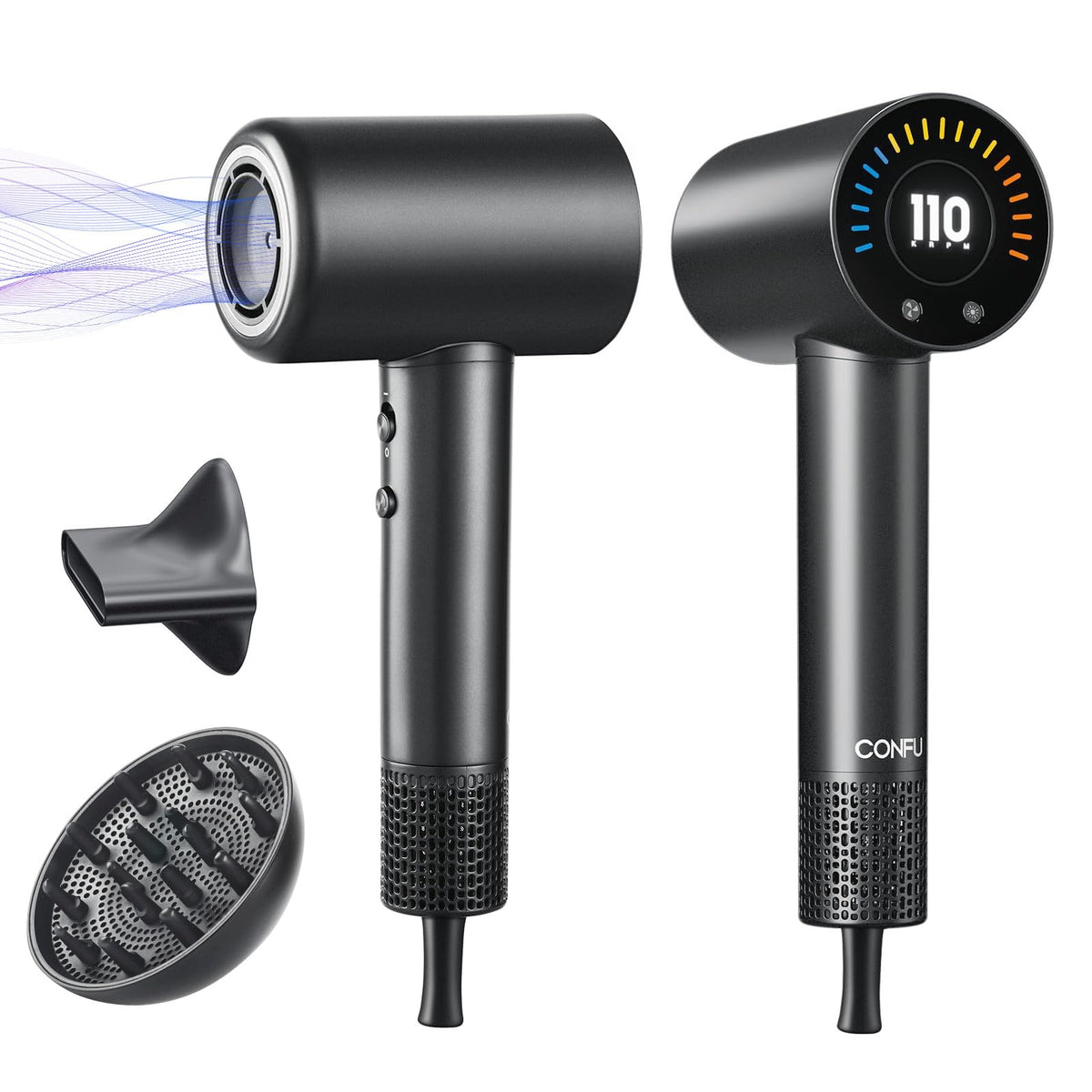 CONFU Hair Dryer with 110000 RPM motor for rapid drying and sleek results