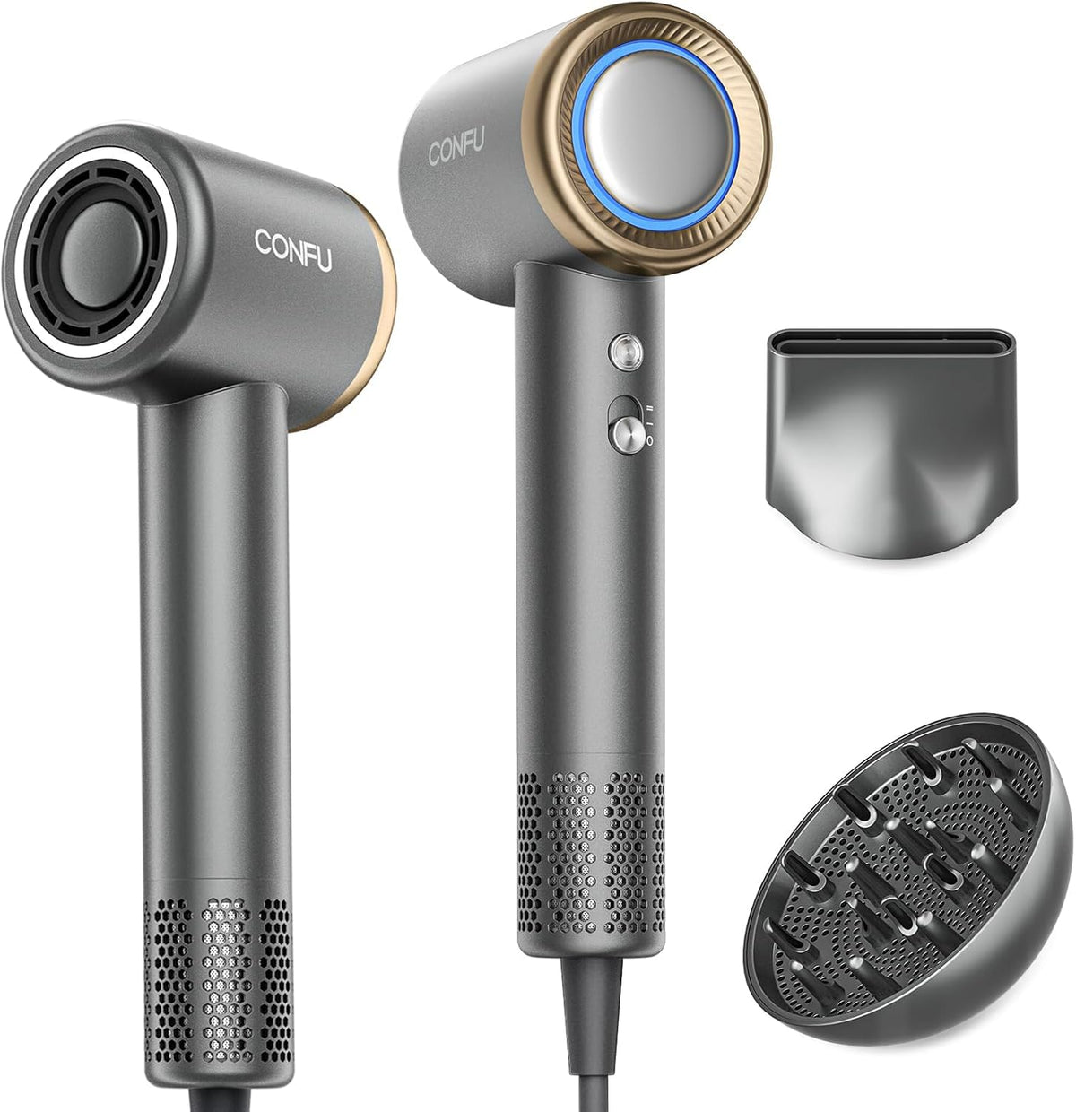 CONFU hair dryer with 110000rpm motor for fast, efficient drying.