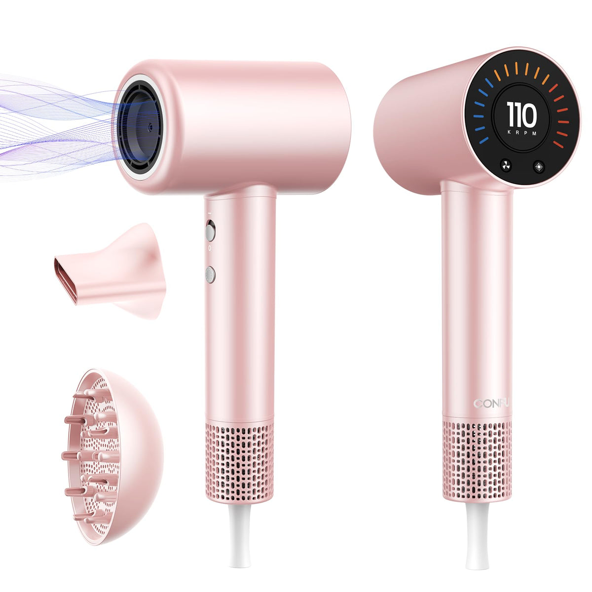 CONFU Hair Dryer with 110000rpm motor delivers rapid daily drying.