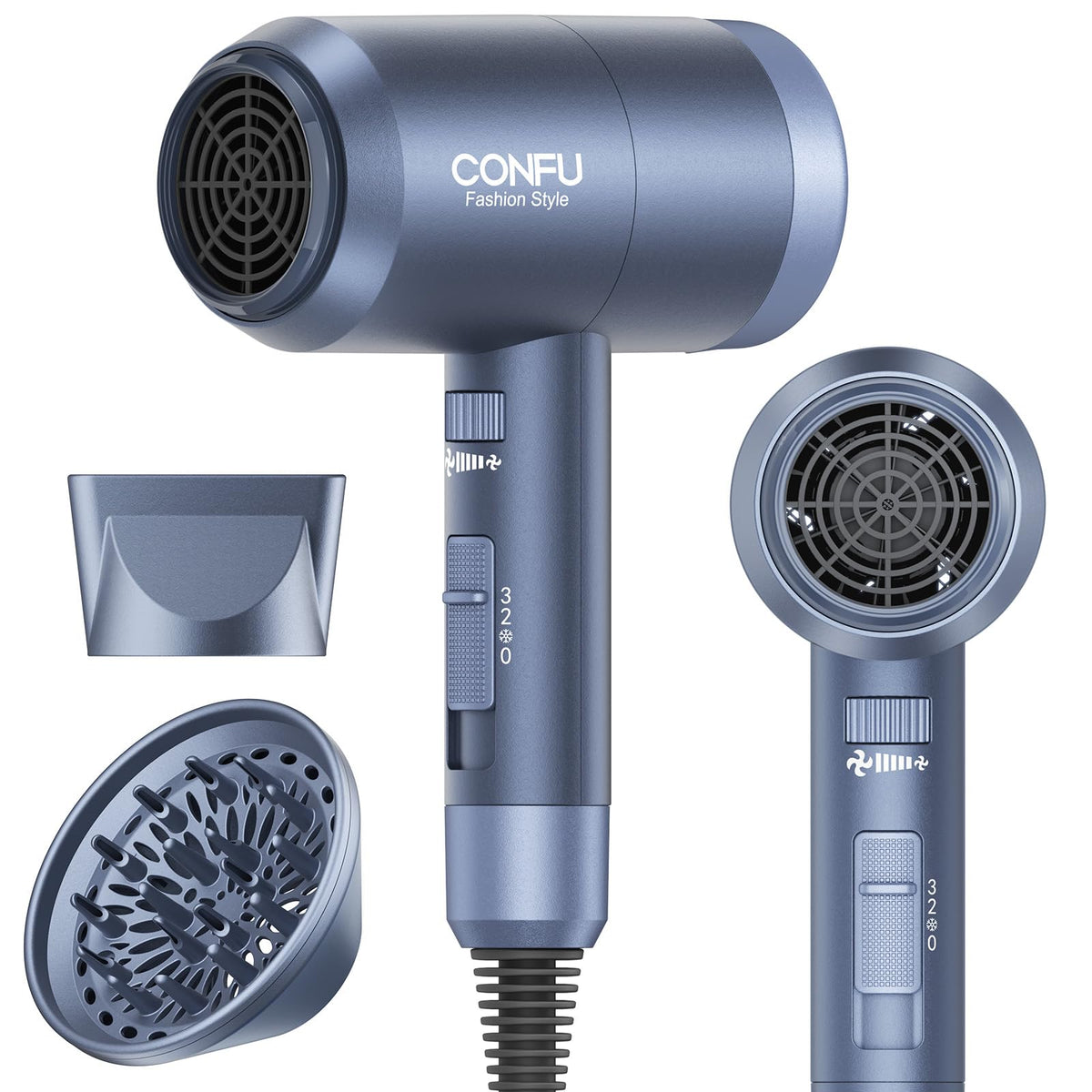 CONFU hair dryer with 1600W motor delivering fast drying at home