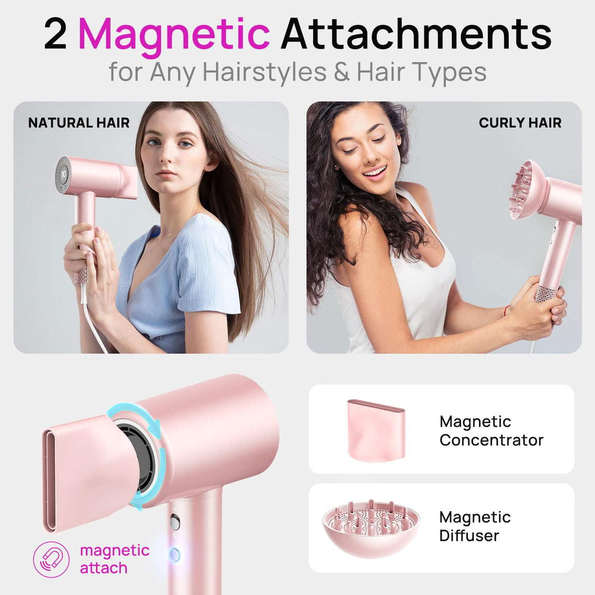 CONFU compact portable design enables salon-quality drying on the go.
