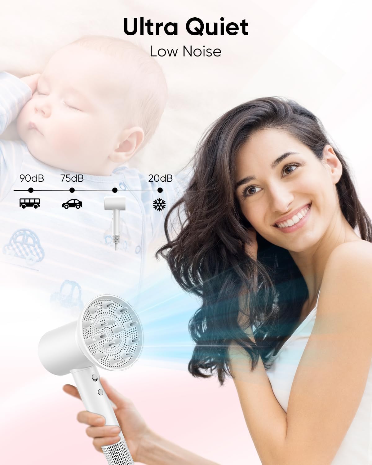 CONFU hair dryer with LCD temperature control for precise heat.