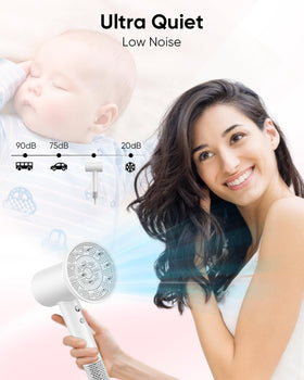 CONFU hair dryer with LCD temperature control for precise heat.