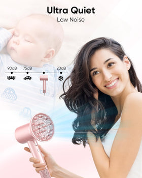 CONFU Hair Dryer LCD displays temperature for personalized heat control.