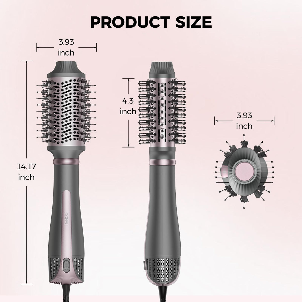 CONFU volumizing and straightening options create lift and shape for everyday looks.