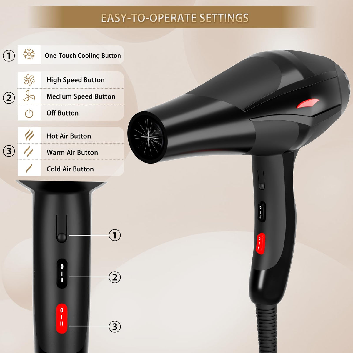 Conhaze precision nozzle for detailed styling and precise heat application