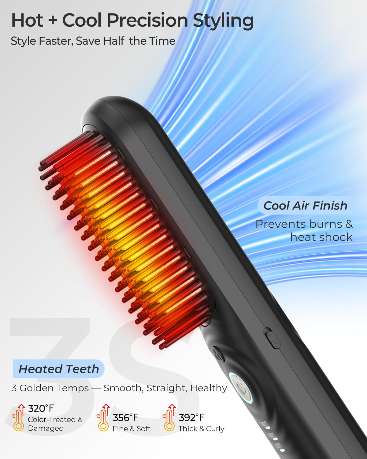 CONLWIN cold air tech illustrates fast styling set with reduced heat exposure.