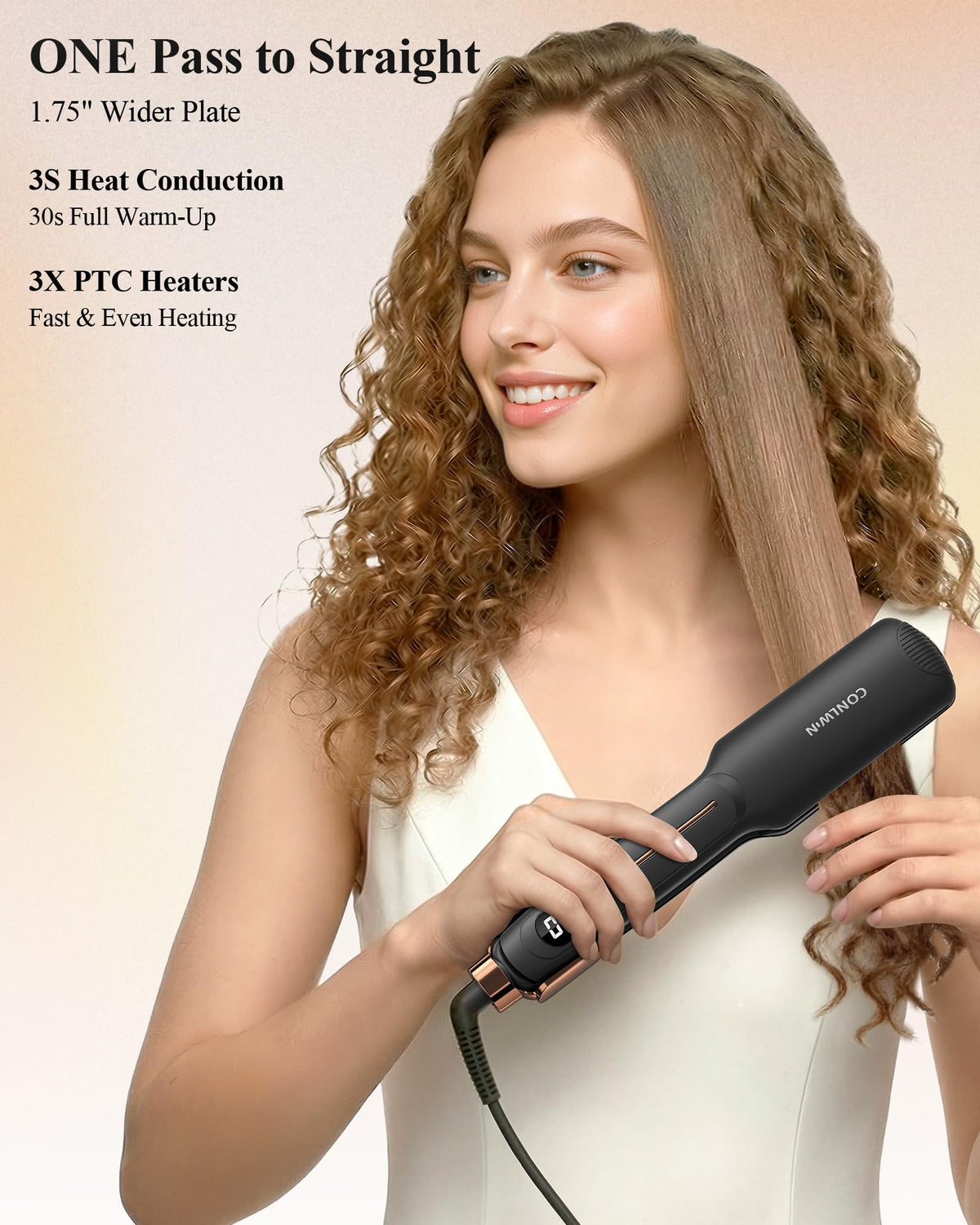 CONLWIN flat iron heats in 3 seconds, saving time during busy mornings.