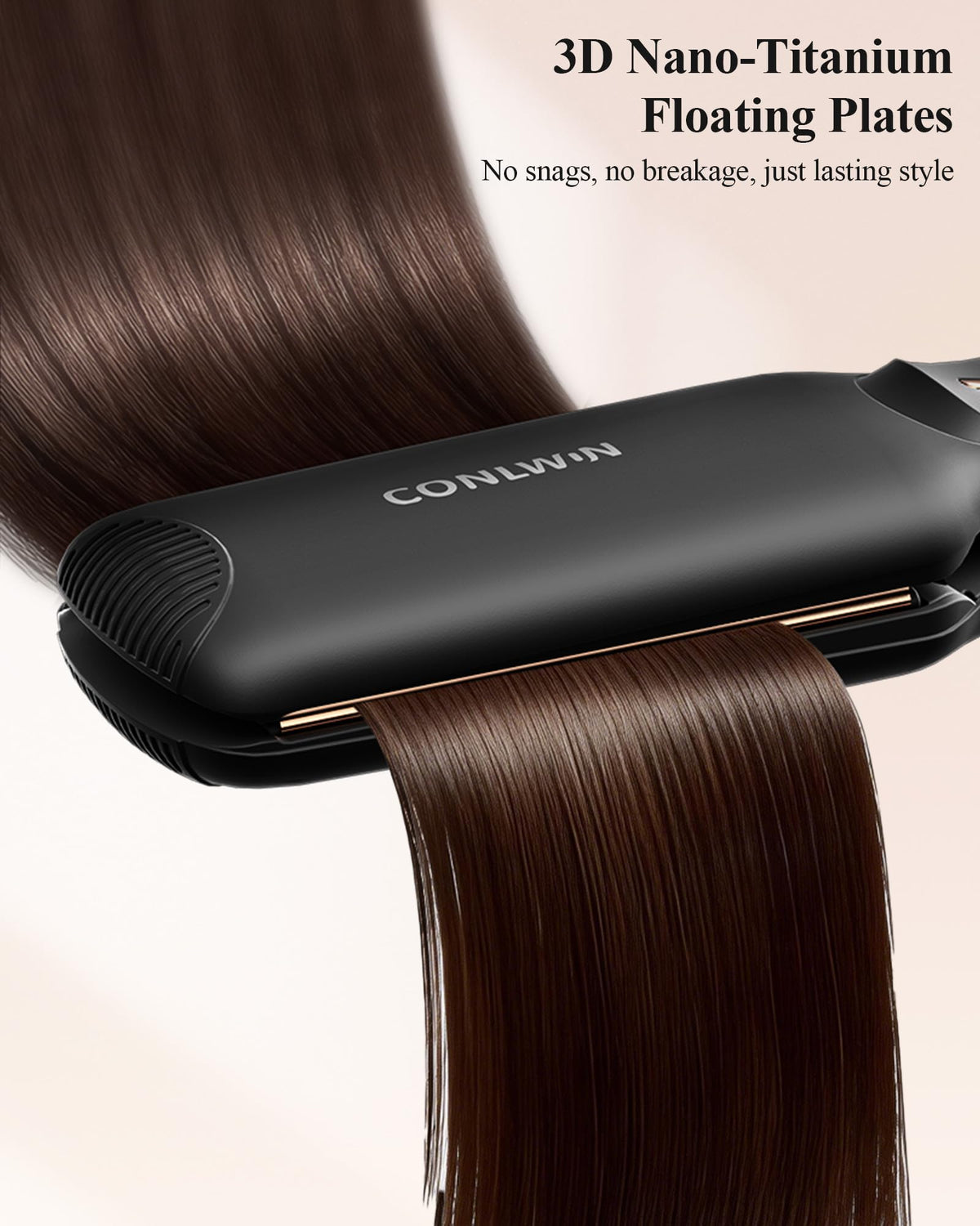 CONLWIN wider plates cover more hair for faster styling on thick hair.