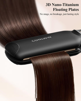CONLWIN wider plates cover more hair for faster styling on thick hair.
